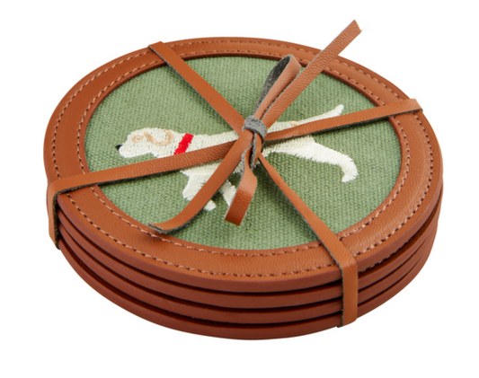 Mud Pie Dog Embroidered Coaster Set