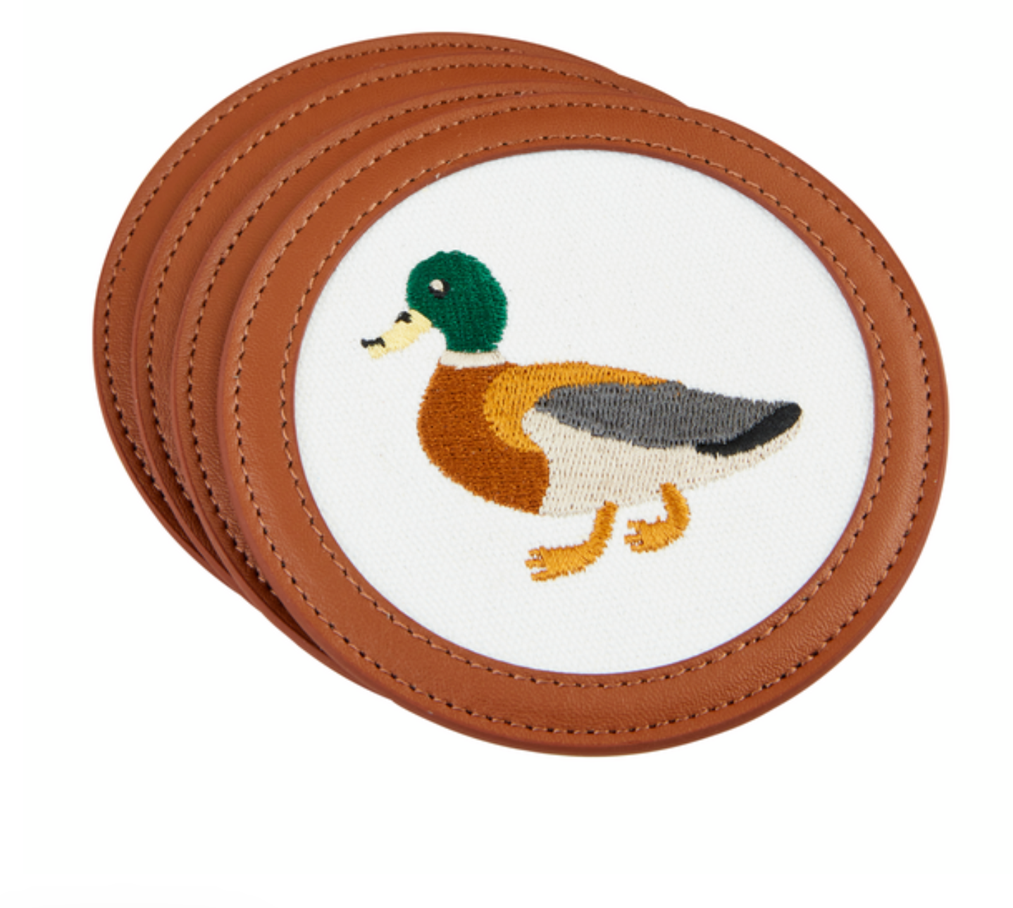 Mud Pie Mallard Embroidered Coaster Set