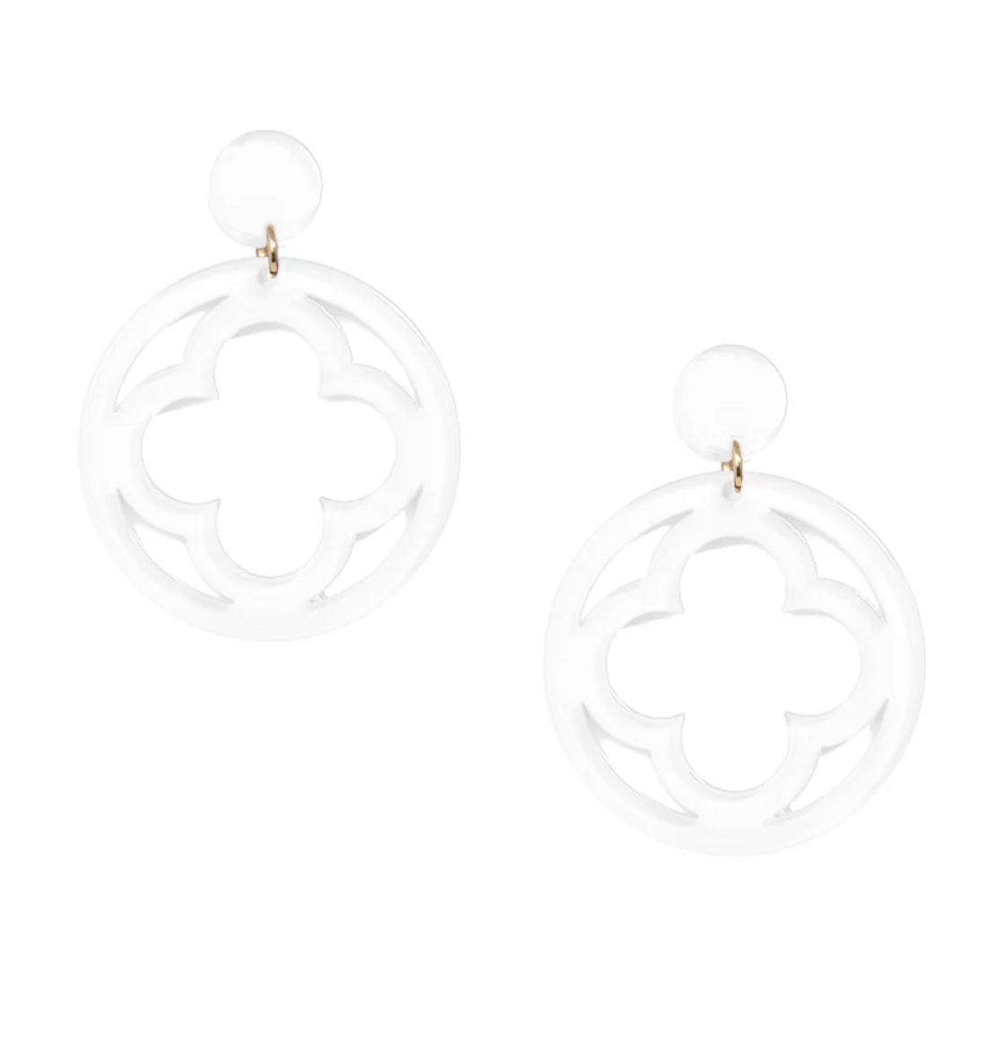 ZENZII - White Open Clover Earrings