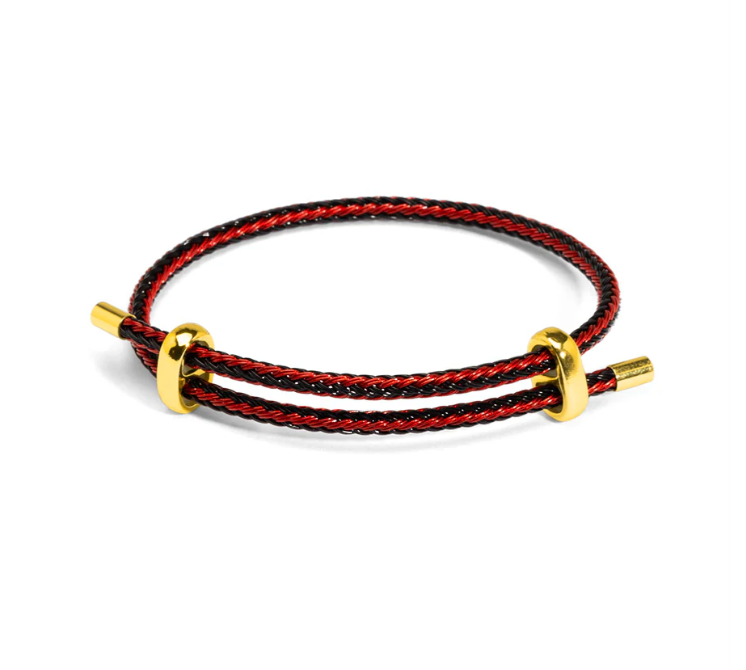 Zenzii - Black & Red Adjustable Braided Rope Bracelet