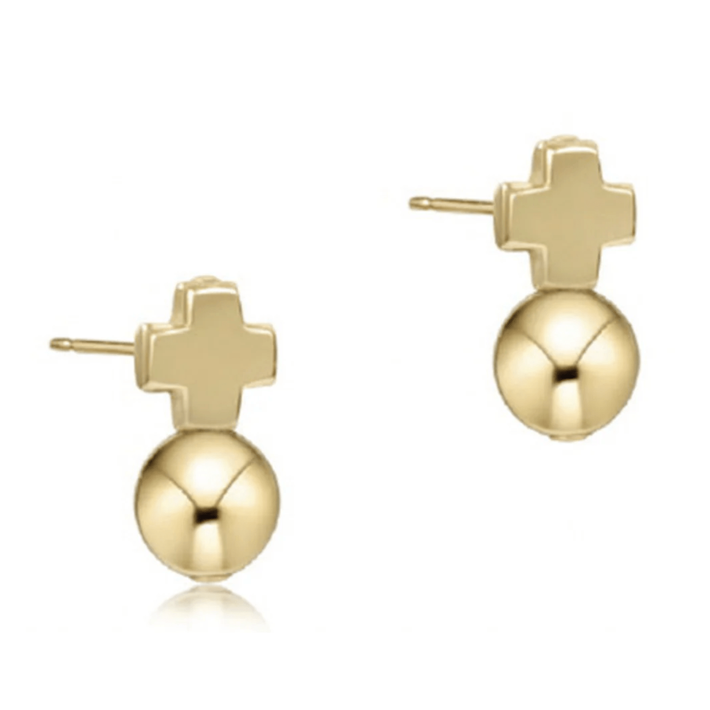 E Newton Signature Cross Gold Stud with Drop