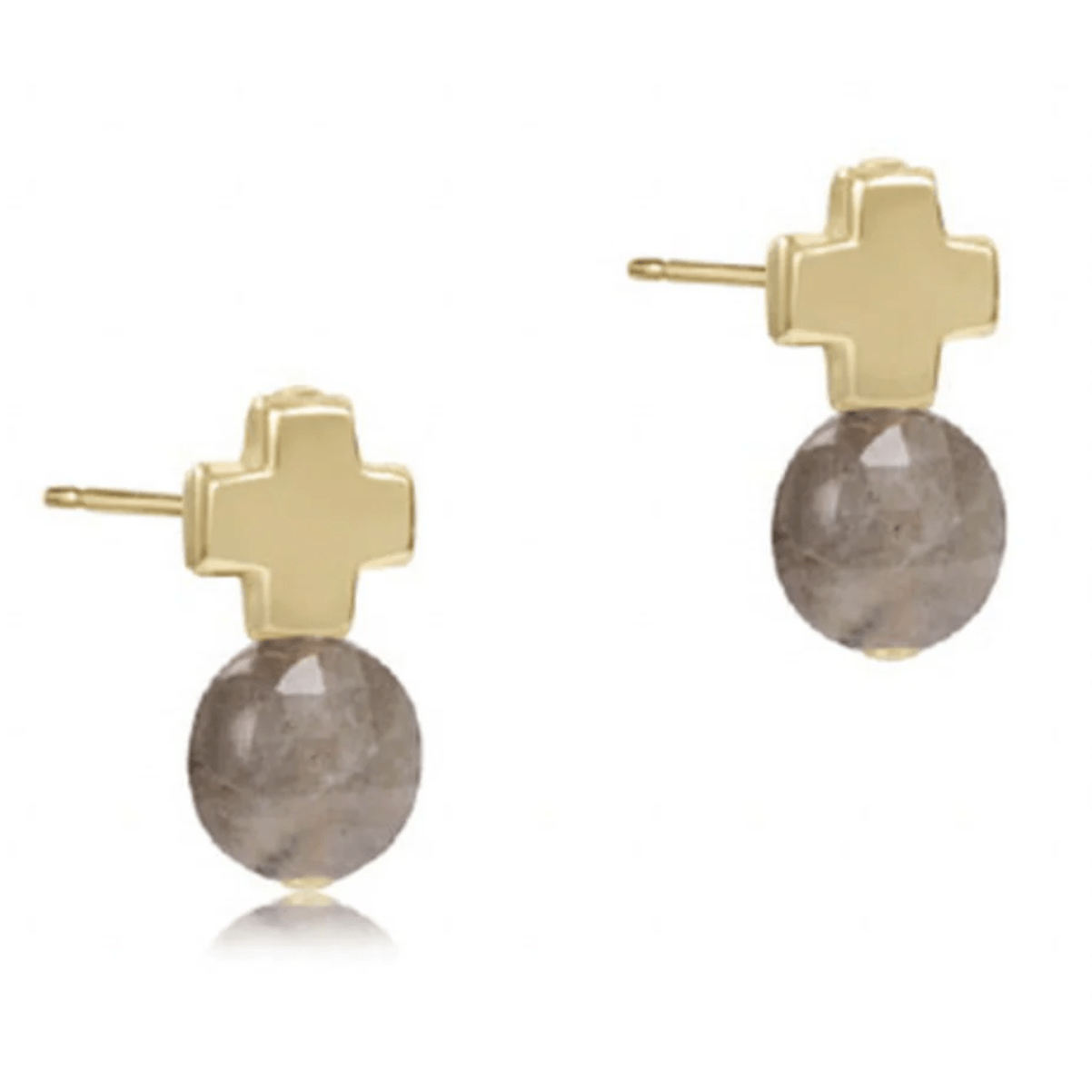 E Newton Signature Cross Gold Stud with Drop