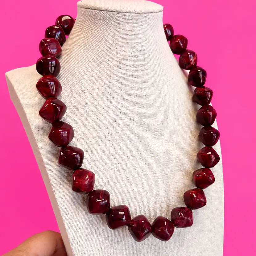 Stone Necklace - Maroon