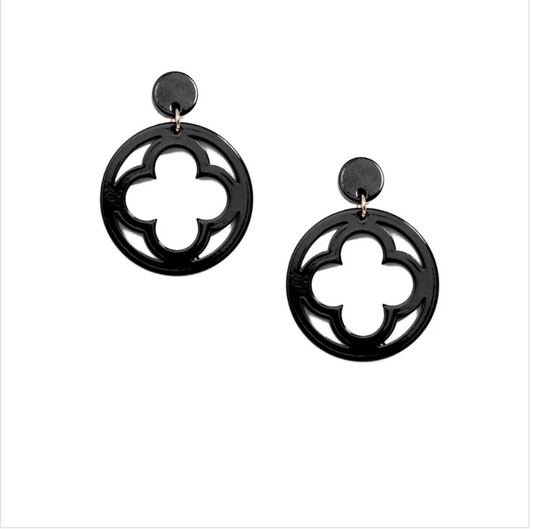 ZENZII - Black Open Clover Earrings