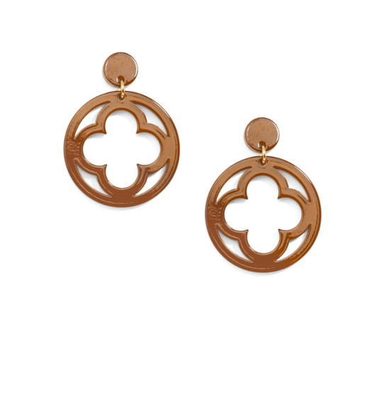 ZENZII - Brown Open Clover Earrings