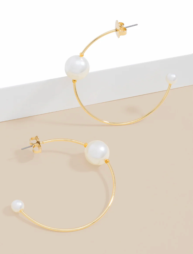 ZENZII - Double Pearl Hoop Earring