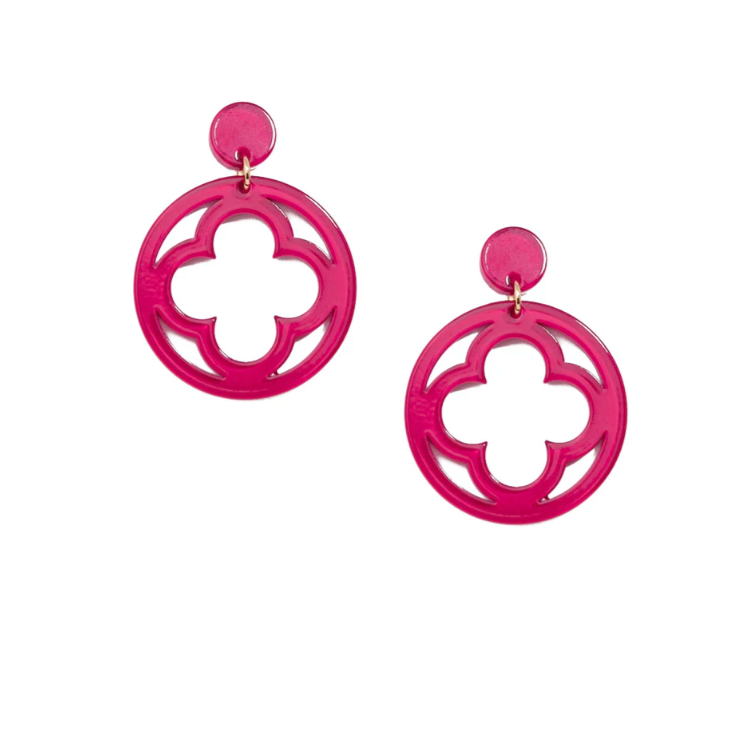 ZENZII - Hot Pink Open Clover Earrings