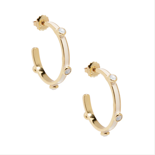 Zenzii - Cream Enamel Hoop Sparkle Earring