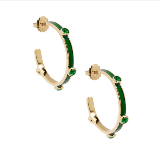 Zenzii - Emerald Enamel Hoop Sparkle Earring