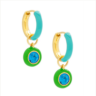 Zenzii - Green Enamel and Crystal Drop Earring