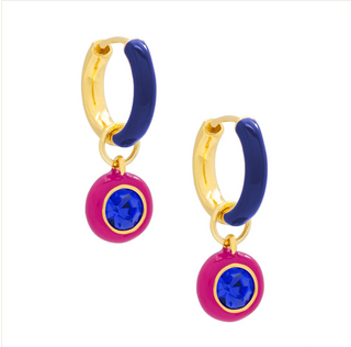 Zenzii - Hot Pink Enamel and Crystal Drop Earring