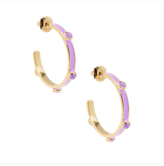 Zenzii -  Lavender Enamel Hoop Sparkle Earring