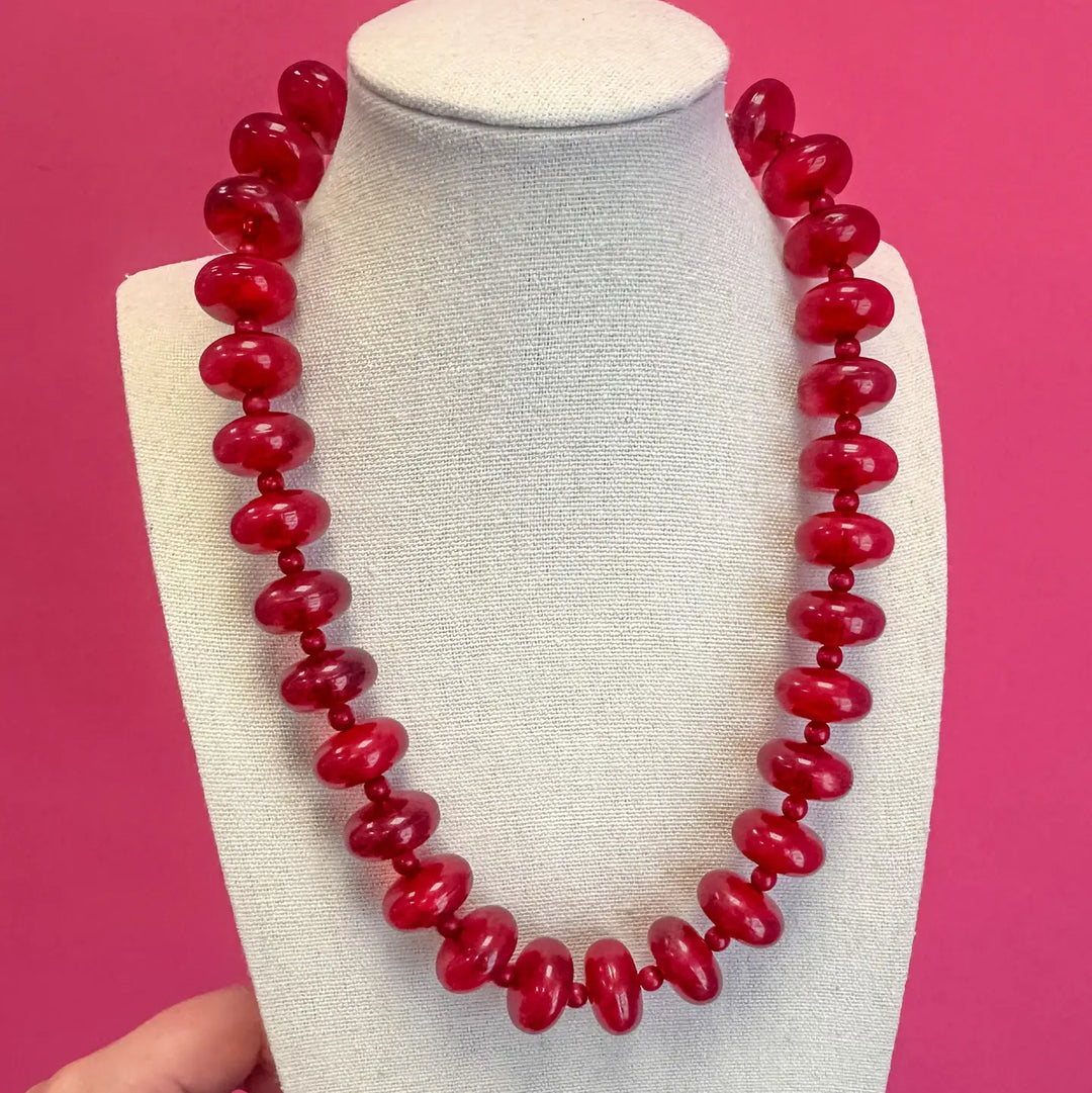 Circle Bauble Ball Necklace - Maroon