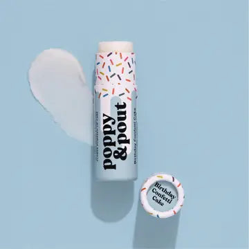 Poppy & Pout Lip Balm Birthday Confetti Cake Blue