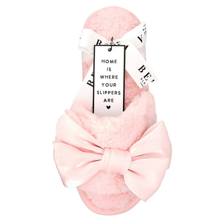 Light Pink Blush Bow Slippers