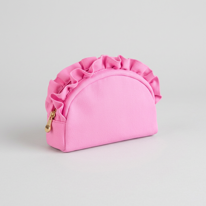 Shiraleah Solid Pink Ruffle Large Zip Pouch