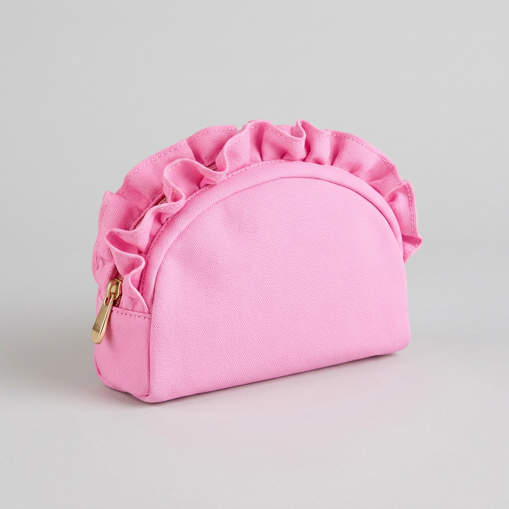 Shiraleah Pink Solid Ruffle Zip Pouch-small