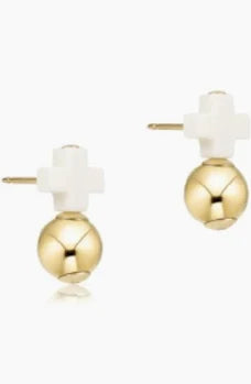 enewton Signature Cross Off-White Stud- Gold