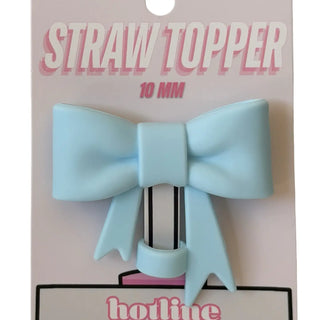 Light Blue Bow Straw Topper