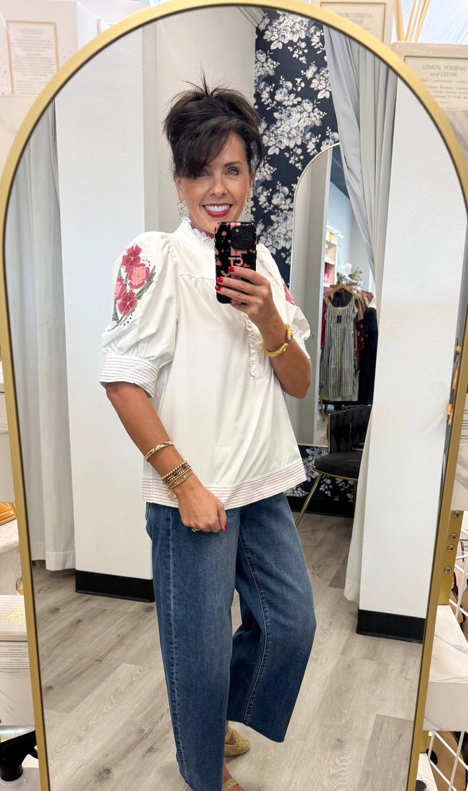 Mary Square Emmie Embroidered Top