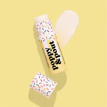 Poppy &amp; Pout Lip Balm - Yellow Birthday Confetti Cake