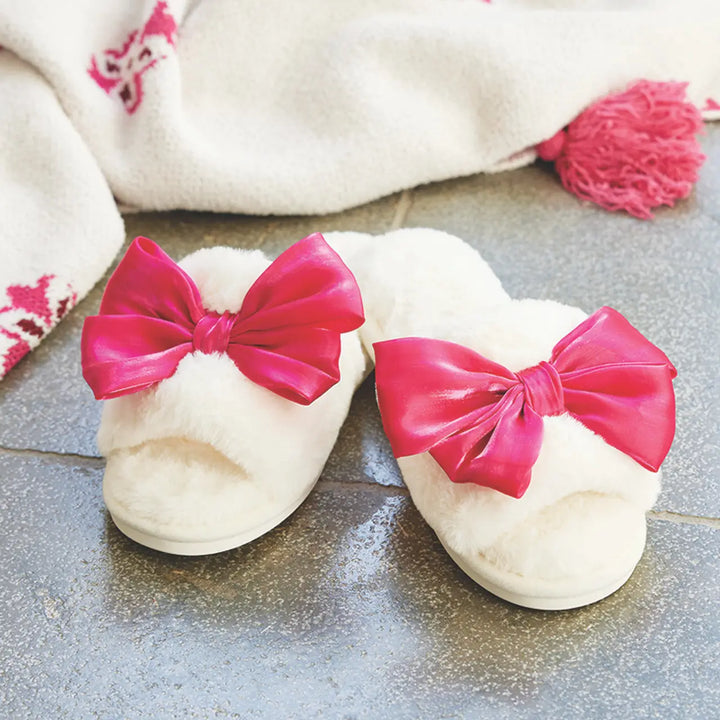 Hot Pink Bow Slippers