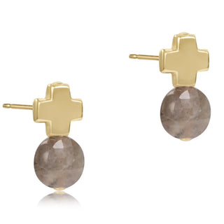 enewton Signature Cross Gold Stud- Labradorite