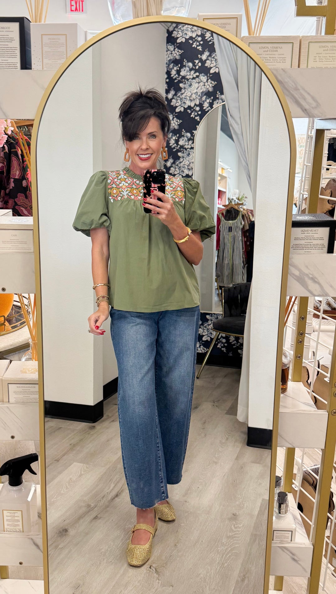 Mary Square Makayla Top-Olive