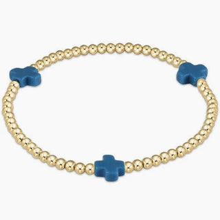 enewton Signature Cross Gold 3mm Beaded Bracelet -  Cobalt