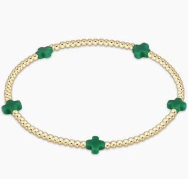 Enewton Design Signature Cross 2mm Gold Bracelet - Emerald