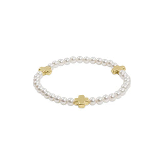 enewton Signature Cross Pearl Pattern 4mm Bead Bracelet - Gold