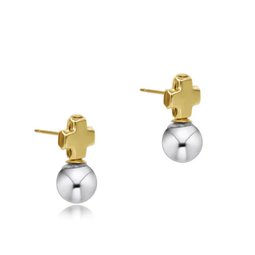 enewton Signature Cross Mixed Metal Stud- Classic Sterling