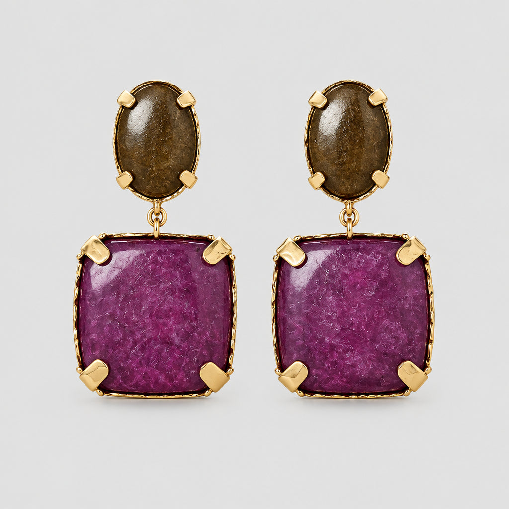 Winton + Waits Vivi Earring-Orchid &amp; Moss