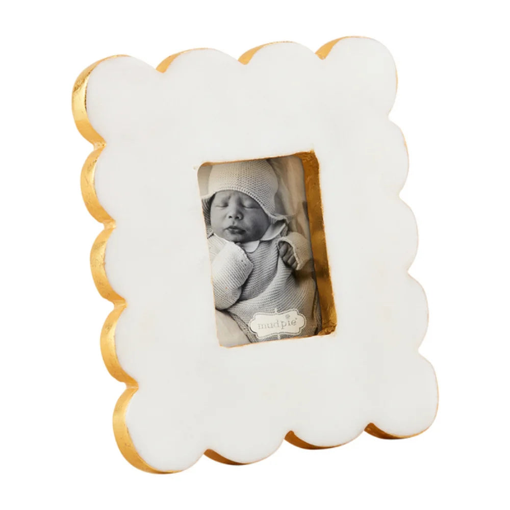 Mud Pie Rectangle Scallop Marble Frame